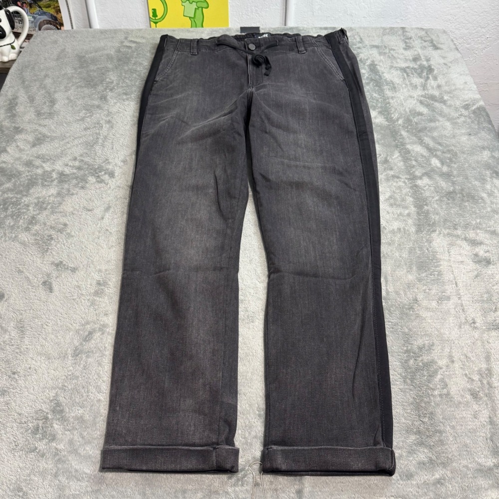 Paige Christy Jeans Faded Black Tuxedo Stripe Size 31 Drawstring Cuffed